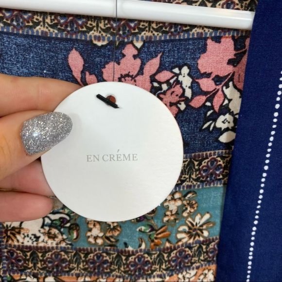 New with Tags En Crème Long Sleeved Mixed Print Short Kimono Size XS/S - Picture 11 of 12